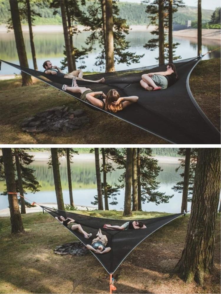 Cheap Goat Tents 2.8M*2.8M*2.8M Portable Triangle Hammock Outdoor Aerial Triangle Hammock Portable Aerial Camping Camping Aerial Mesh Hammock   